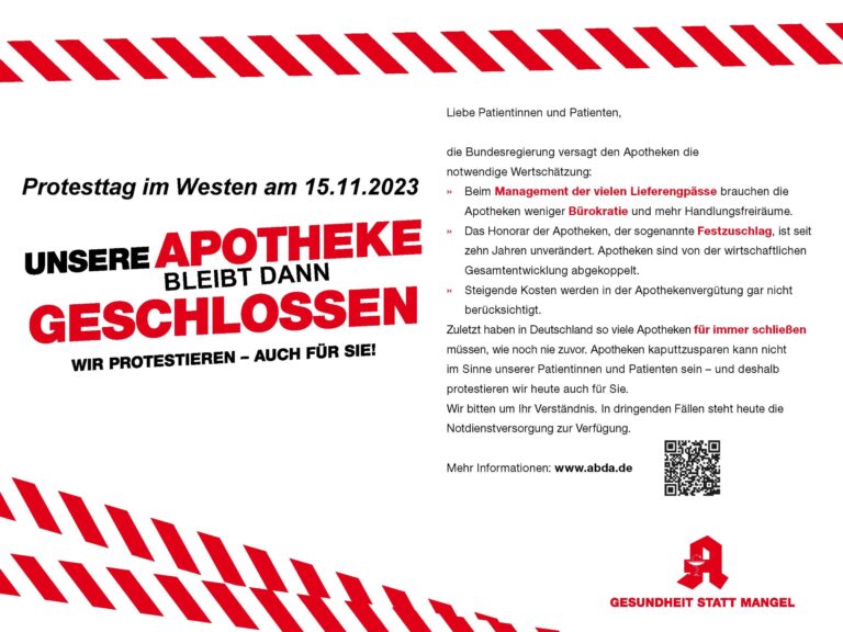 Alle Meerbuscher Apotheken streiken am 15.11.2023