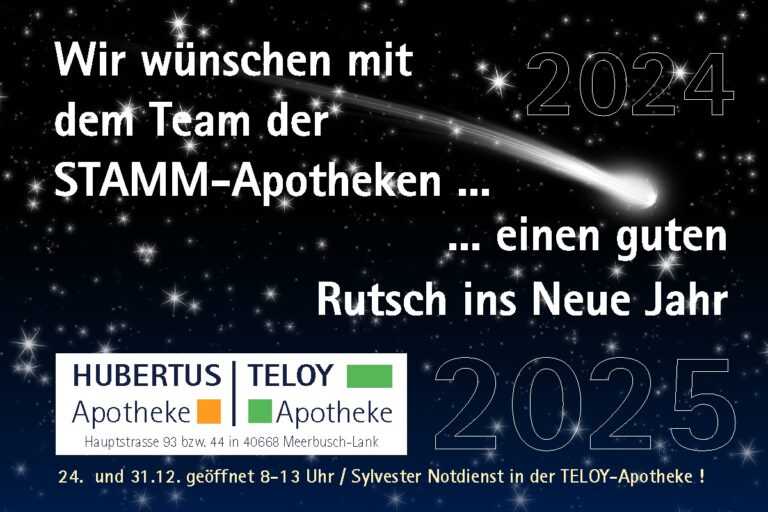 Weihnachten und Sylvester in den STAMM-Apotheken